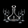 32 Oz. Crystalline Stratford Decanter w/ 4 Wine Glasses